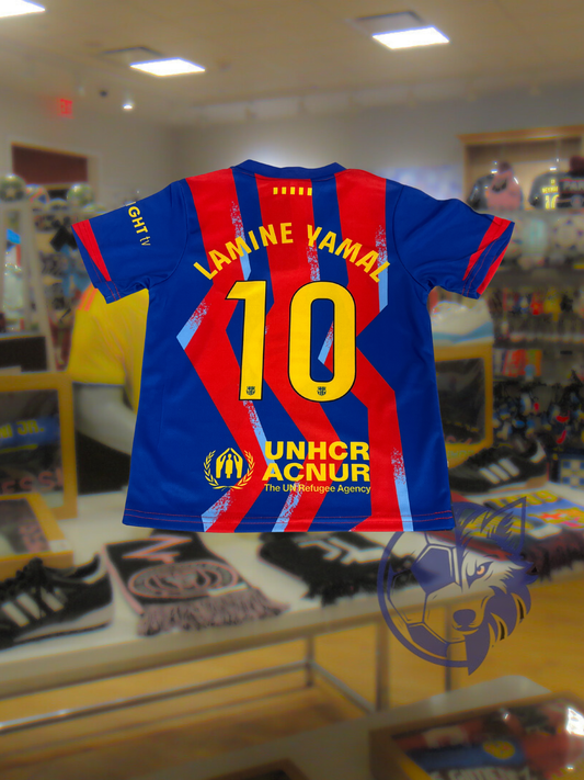 Lamine Yamal Barcelona 2025/26 Home Kids Uniform
